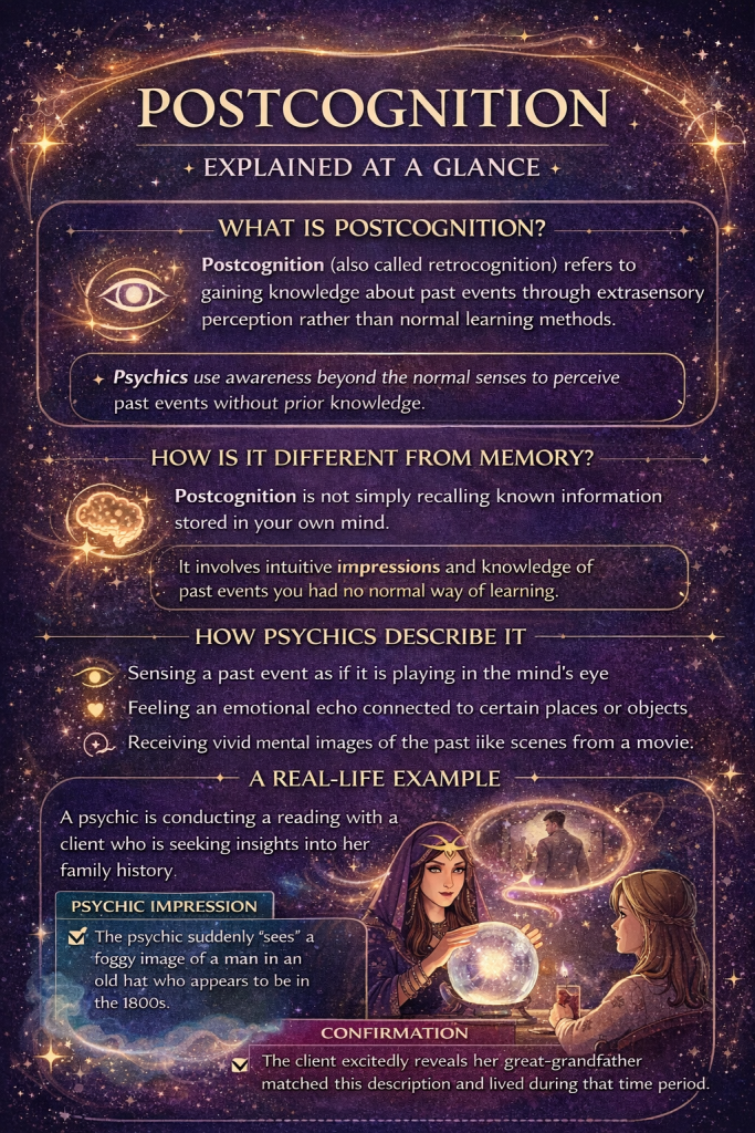 Postcognition Explained at a Glance